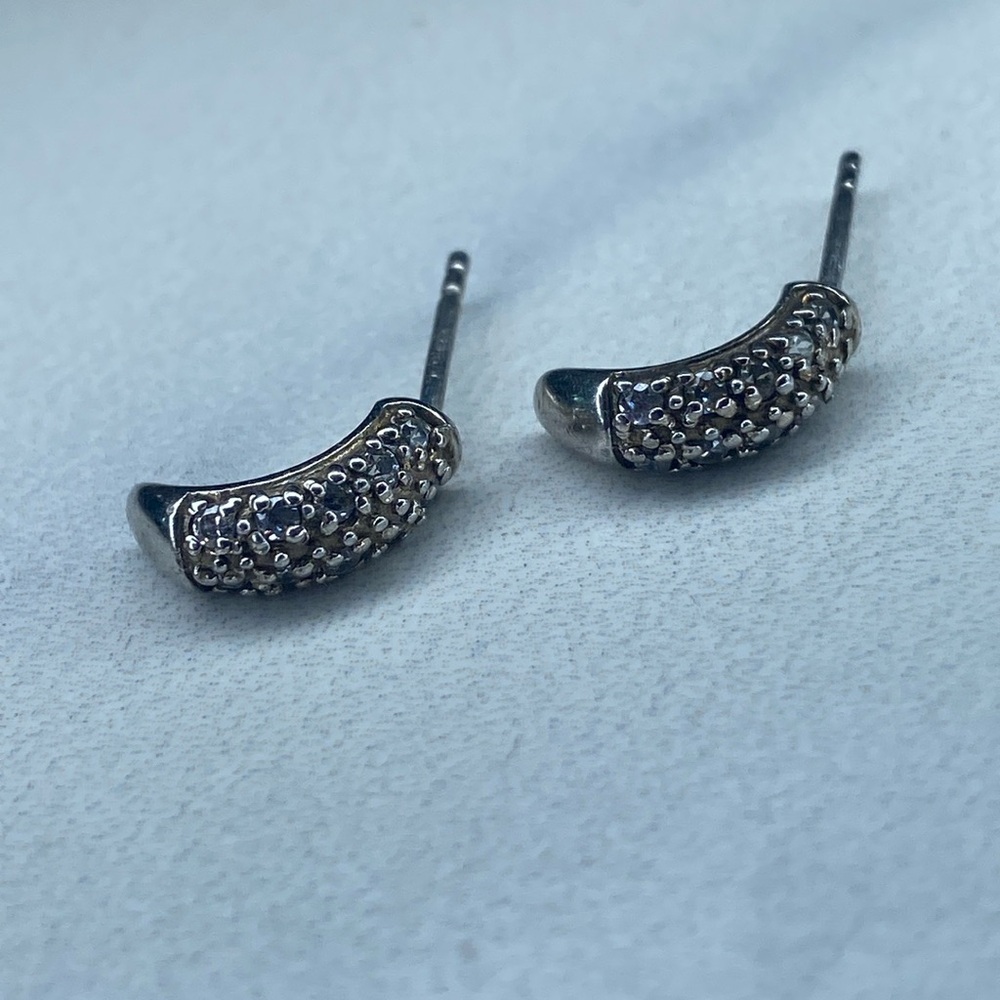 Sterling silver 925 half-hoops with prong set‎ CZs